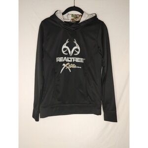 Realtree Xtra Pullover Black Hoodie‎ Women's  Size S Hunting Pocket